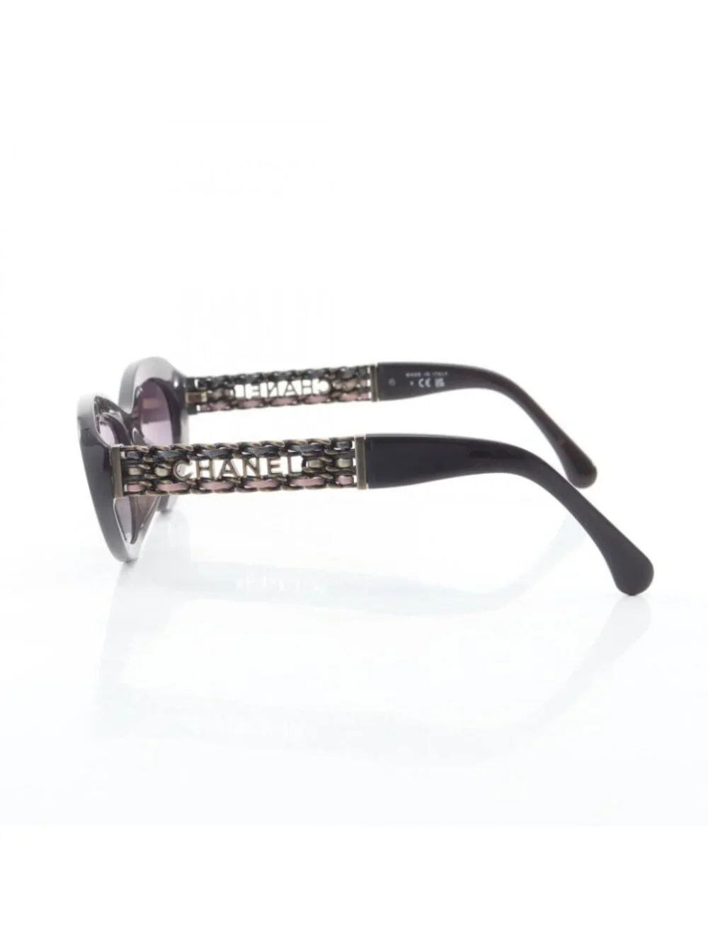 Chanel Sunglasses Logo Chain Gradient Lens Leather Eyewear